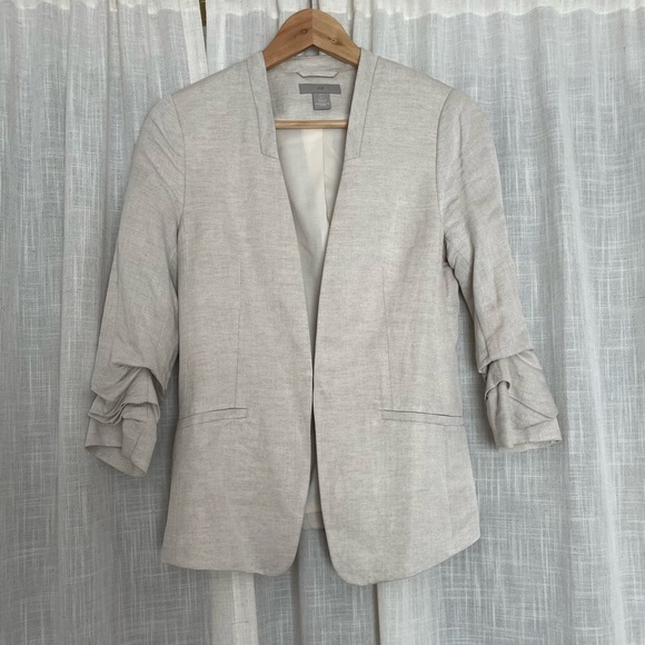 H&M Jackets & Blazers - H&M Linen Collarless Blazer Size 4/S